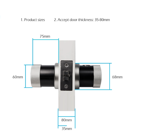 JINGWEI LOCK Smart Knob Lock Dimension